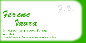 ferenc vavra business card